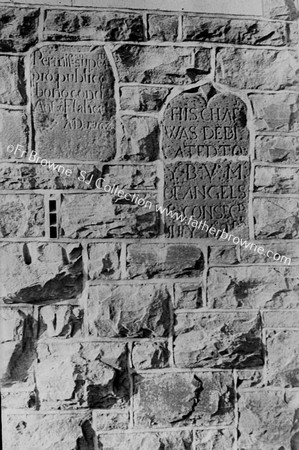 LOUGH DERG INSCRIBED STONES IN WALL OF BASIKEA